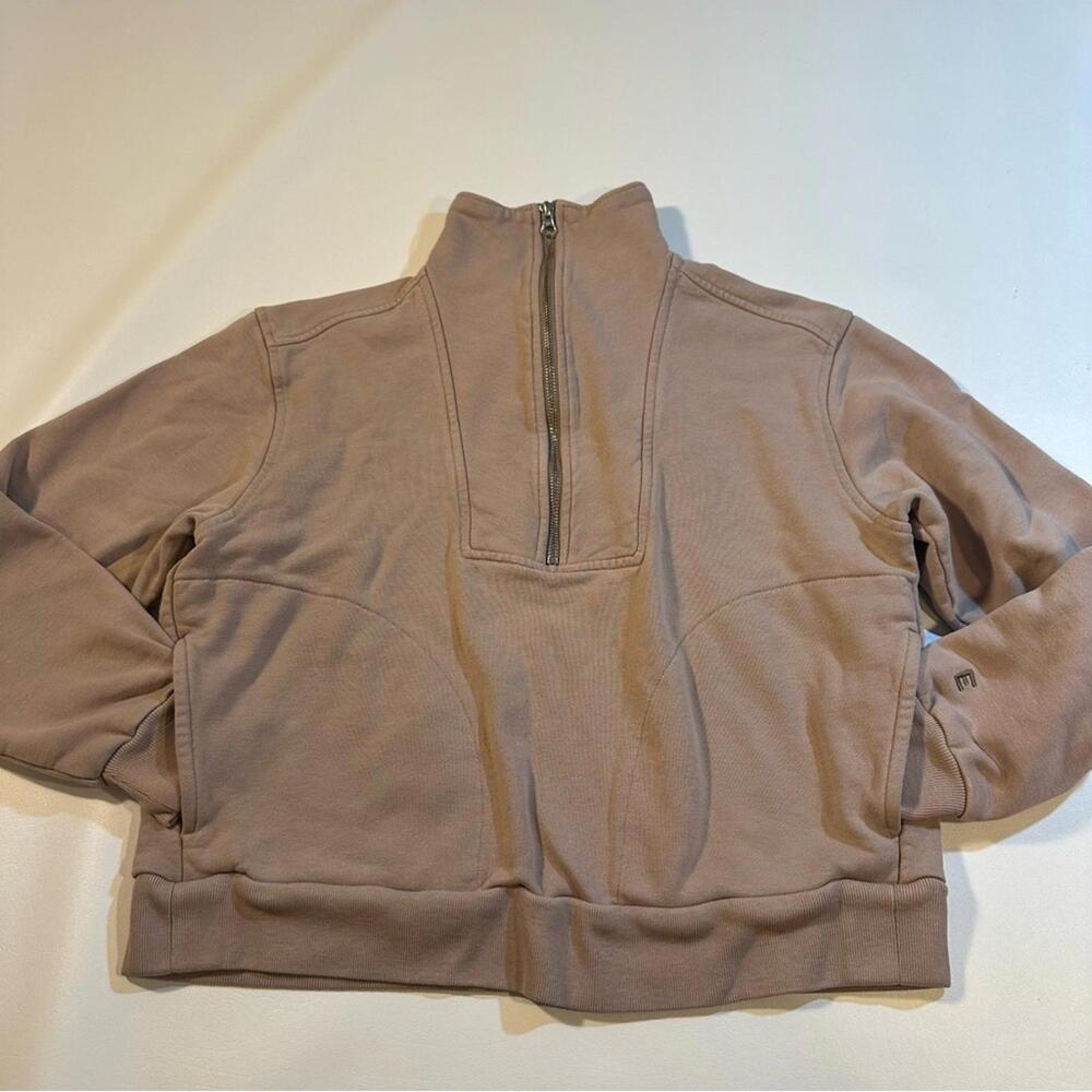 Everlane Size S The Track 100% Organic Cotton Half Zip Champagne Sweatshirt - Picture 3 of 10